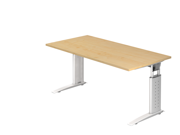 Schreibtisch US16 C-Fuß 160x80cm Ahorn Gestellfarbe: Weiß