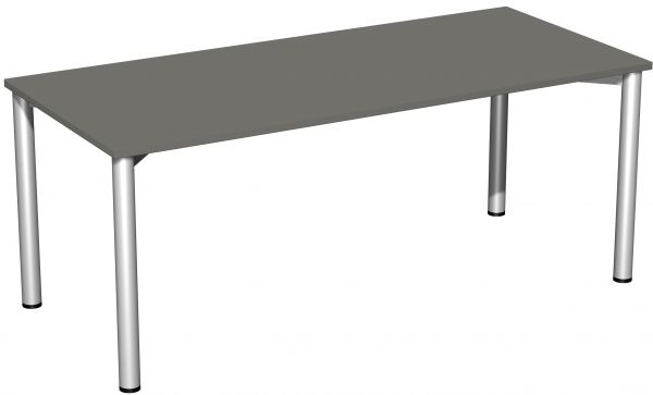 Konferenztisch Rundfuß, 180x80cm, Graphit Silber