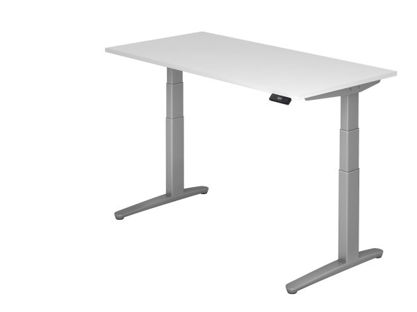 Sitz-Steh-Schreibtisch elektrisch 160x80cm Weiß Silber