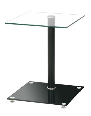Beistelltisch, schwarz - Klarglas, Stahl, Glas 6 und 5 mm, 40x40x52cm