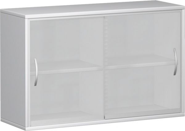 Schiebetürenschrank mit satinierten Glas-Schiebetüren, 120x42x77cm, Weiß