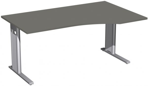 PC-Schreibtisch rechts, 160x100cm, Graphit / Silber