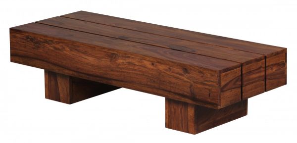 Couchtisch Massiv-Holz Sheesham 120cm breit Design Wohnzimmer-Tisch dunkel-braun Landhaus-Stil Beist