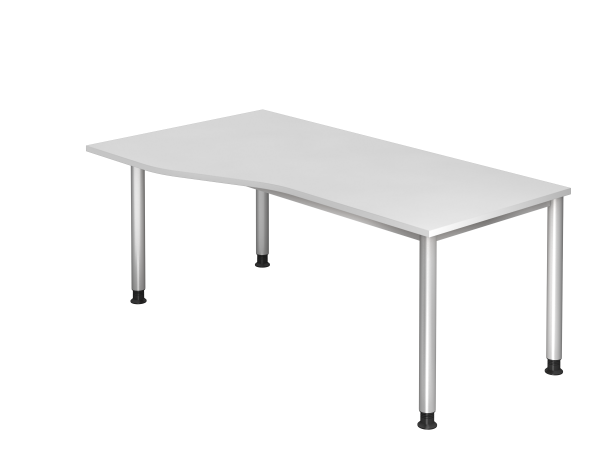 Schreibtisch HS18 4-Fuß rund 180x100 / 80cm Weiß Gestellfarbe: Silber