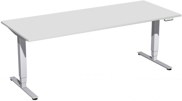 Elektro-Hubtisch, höhenverstellbar, 200x80cm, Lichtgrau / Silber