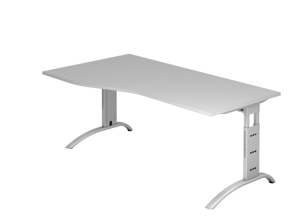 Schreibtisch FS18 C-Fuß 180x100 / 80cm Grau Gestellfarbe: Silber