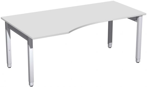 PC-Schreibtisch links höhenverstellbar, 180x100x68-86cm, Lichtgrau / Silber