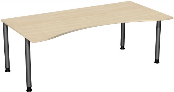Schreibtisch, höhenverstellbar, 200x100cm, Ahorn / Anthrazit