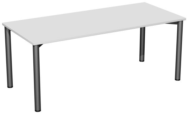 Konferenztisch Rundfuß, 180x80cm, Lichtgrau Anthrazit