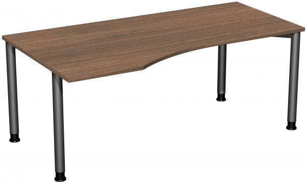 PC-Schreibtisch links, 180x100cm Nussbaum / Anthrazit