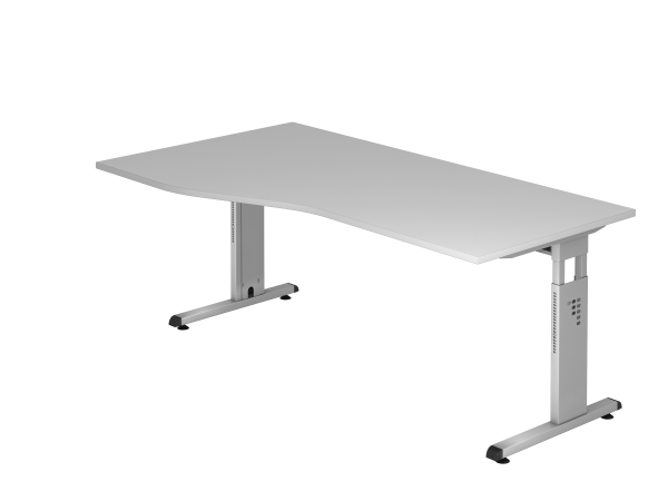 Schreibtisch OS18 C-Fuß 180x100 / 80cm Grau Gestellfarbe: Silber