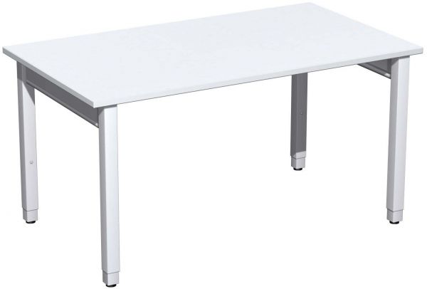 Schreibtisch höhenverstellbar, 140x80x68-86cm, Weiß / Silber