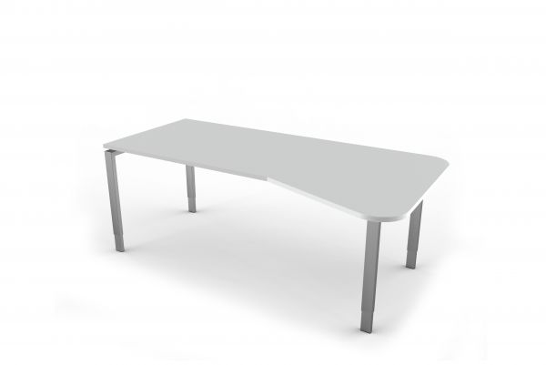 Freiformtisch mit 4-Bein-Gestell, 195x80 / 100cm, Lichtgrau / Silber