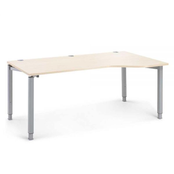 Schreibtisch Freiform CONCEPT MODUL 180x80/100x68-82 cm, Ahorn / Alusilber