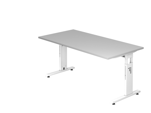 Schreibtisch OS16 C-Fuß 160x80cm Grau Gestellfarbe: Weiß