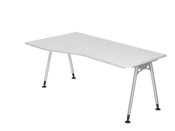 Schreibtisch AS18 A-Fuß 180x100 / 80cm Weiß Gestellfarbe: Silber